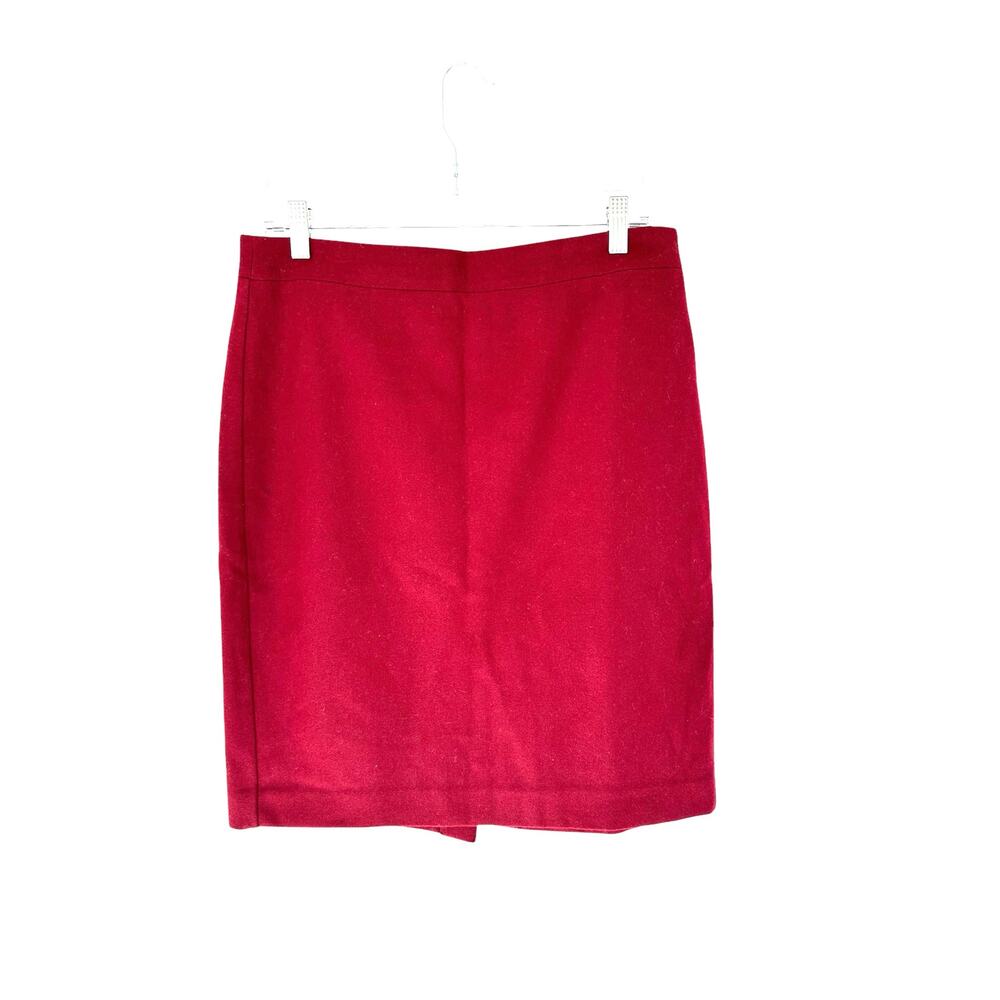 J.Crew Red Holiday Office Christmas Party Wool Blend The Pencil Skirt Size 8